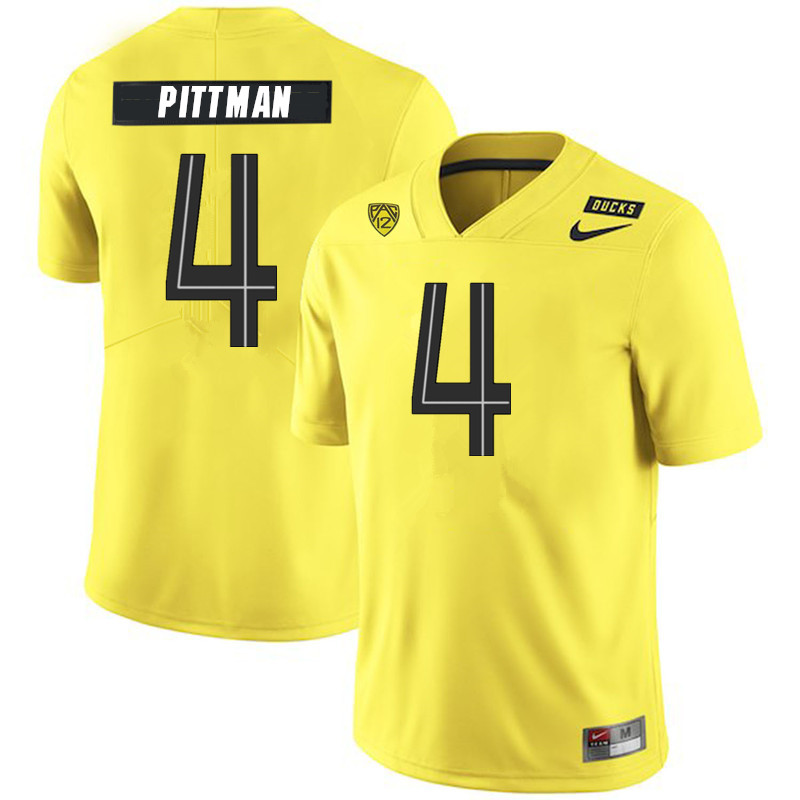 2019 Men #4 Mycah Pittman Oregon Ducks College Football Jerseys Sale-Yellow